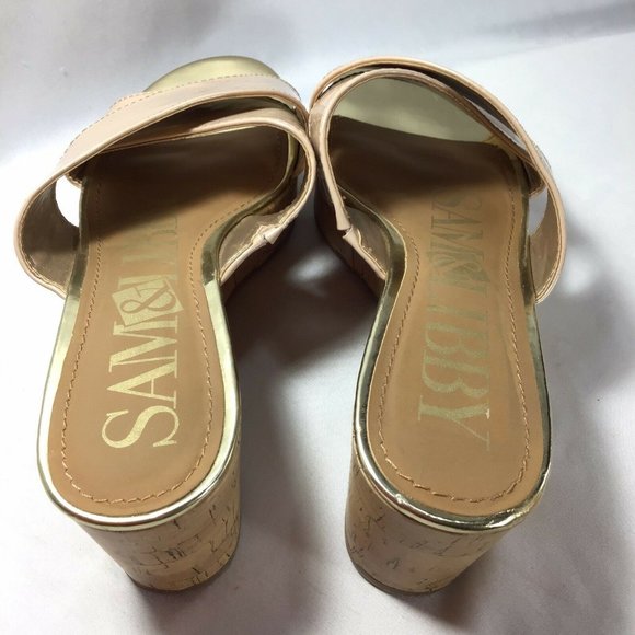 Sam & Libby Beige Criss Cross Cork Wedge Sandal 8 1/2 M - Picture 5 of 9